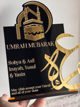 Black and Gold Acrylic Umrah Mubarak Plaque