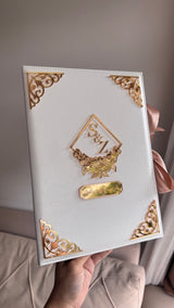 Personalised Floral Diamond Nikkah Gift Set: Islamic Wedding Keepsake Box, Pen & Folder