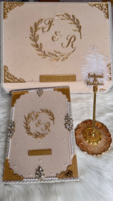 Beige and Gold Nikkah Nama Set