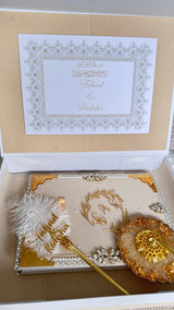 Beige and Gold Nikkah Nama Set