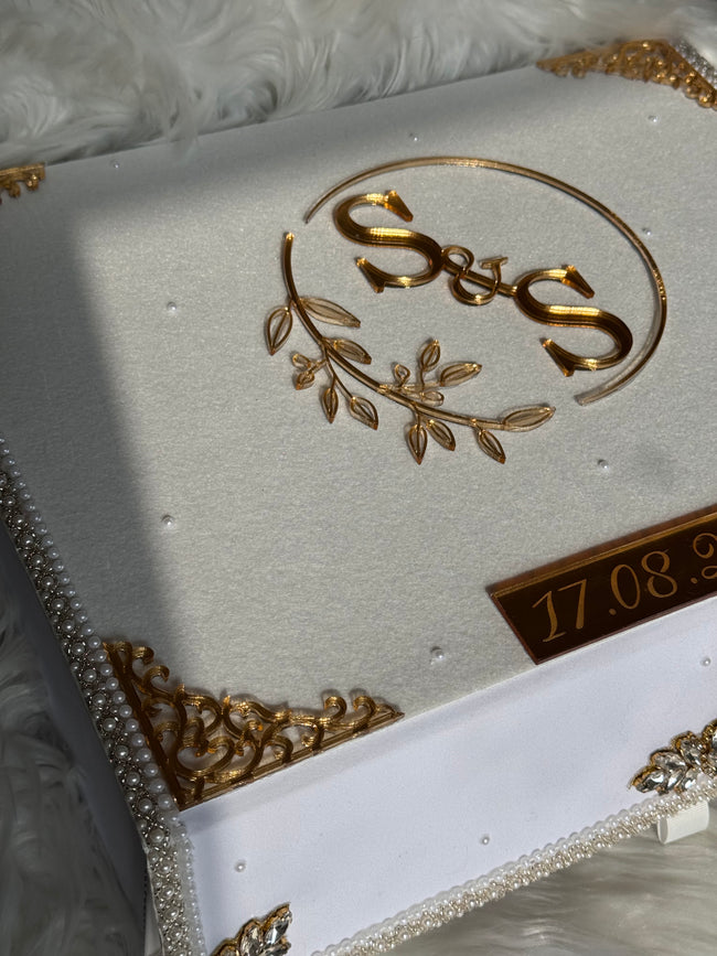 White and Gold Nikkah Nama Set
