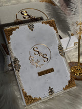White and Gold Nikkah Nama Set