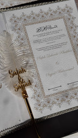 White and Gold Nikkah Nama Set