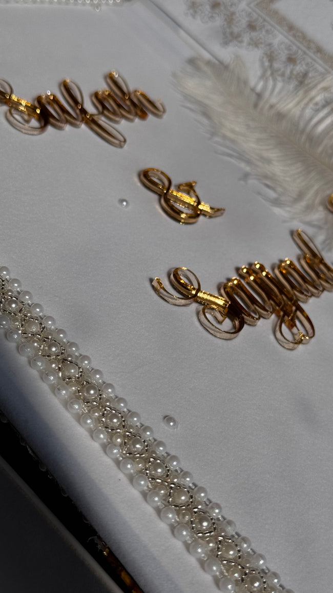 White and Gold Nikkah Nama Set