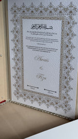 Beige and Gold with Red Pearl Nikkah Nama Set