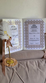 Personalised Floral Diamond Nikkah Gift Set: Islamic Wedding Keepsake Box, Pen & Folder
