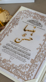 Personalised Floral Diamond Nikkah Gift Set: Islamic Wedding Keepsake Box, Pen & Folder