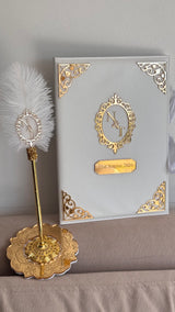 Personalised Oval Nikkah Gift Set: Islamic Wedding Keepsake Box, Pen & Folder