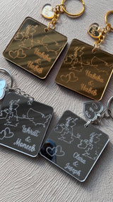 Personalised Acrylic Couples Country Keychain