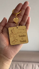 Personalised Acrylic Couples Country Keychain