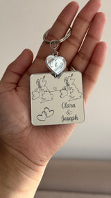 Personalised Acrylic Couples Country Keychain
