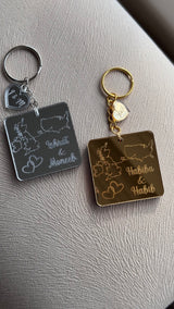 Personalised Acrylic Couples Country Keychain