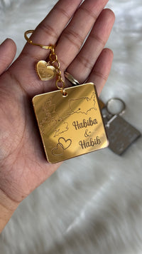 Personalised Acrylic Couples Country Keychain