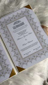 White and Gold Leather Nikkah Nama Set