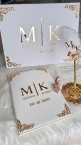 White and Gold Leather Nikkah Nama Set