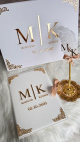 White and Gold Leather Nikkah Nama Set