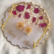 7.5inch White Opal and Red Petal Ring Tray CraftsbyNahima