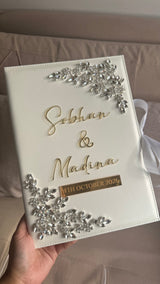 Crystal Diamontè Nikkah Gift Set: Islamic Wedding Keepsake Box, Pen & Folder