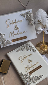 Crystal Diamontè Nikkah Gift Set: Islamic Wedding Keepsake Box, Pen & Folder