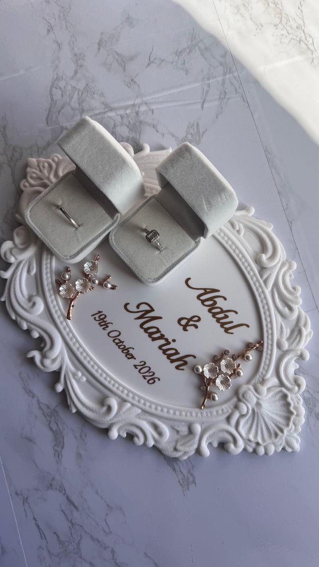 Vintage Ring Tray with Velvet Ring Holders - Personalised, 3D printed.