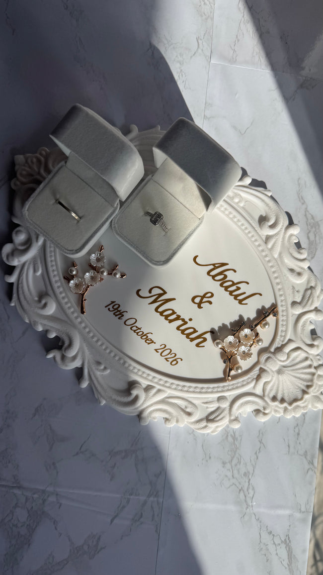 Vintage Ring Tray with Velvet Ring Holders - Personalised, 3D printed.