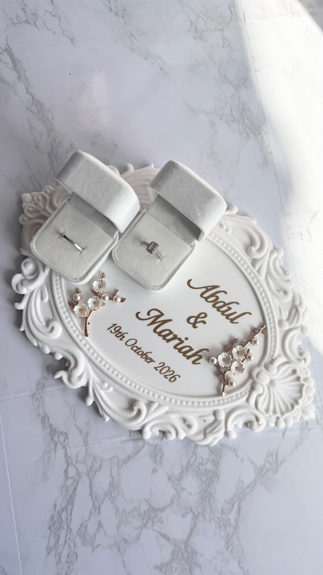Vintage Ring Tray with Velvet Ring Holders - Personalised, 3D printed.