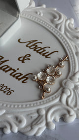 Vintage Ring Tray with Velvet Ring Holders - Personalised, 3D printed.
