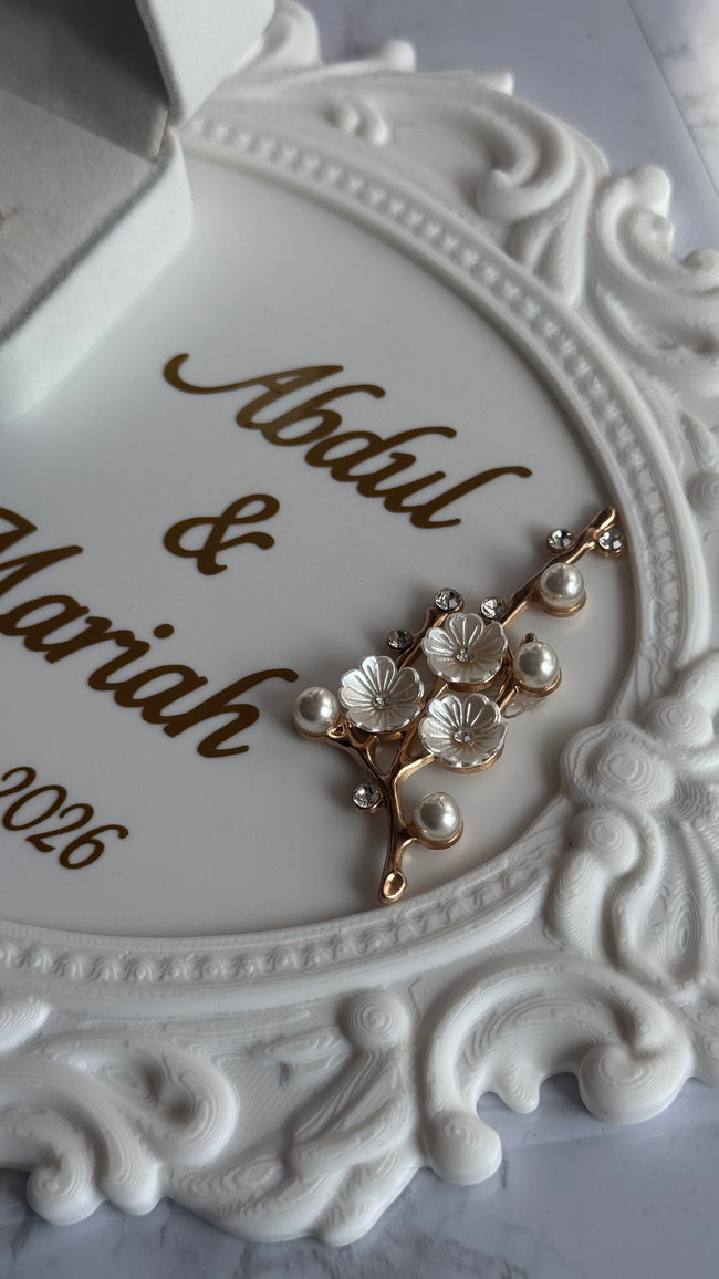 Vintage Ring Tray with Velvet Ring Holders - Personalised, 3D printed.