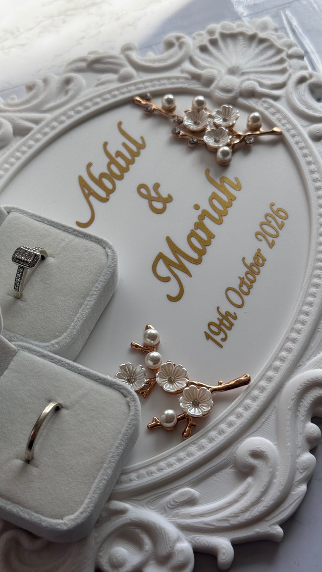Vintage Ring Tray with Velvet Ring Holders - Personalised, 3D printed.