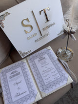 White and Gold Leather Nikkah Nama Set
