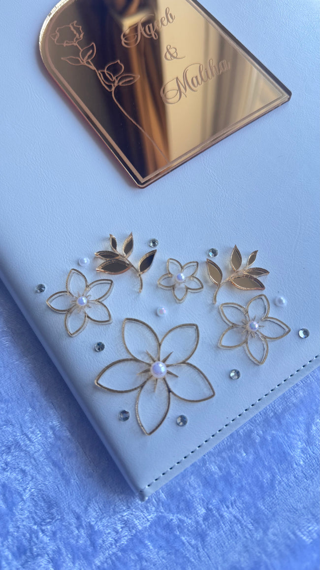 Floral Monogram Leather Nikkah Nama Set