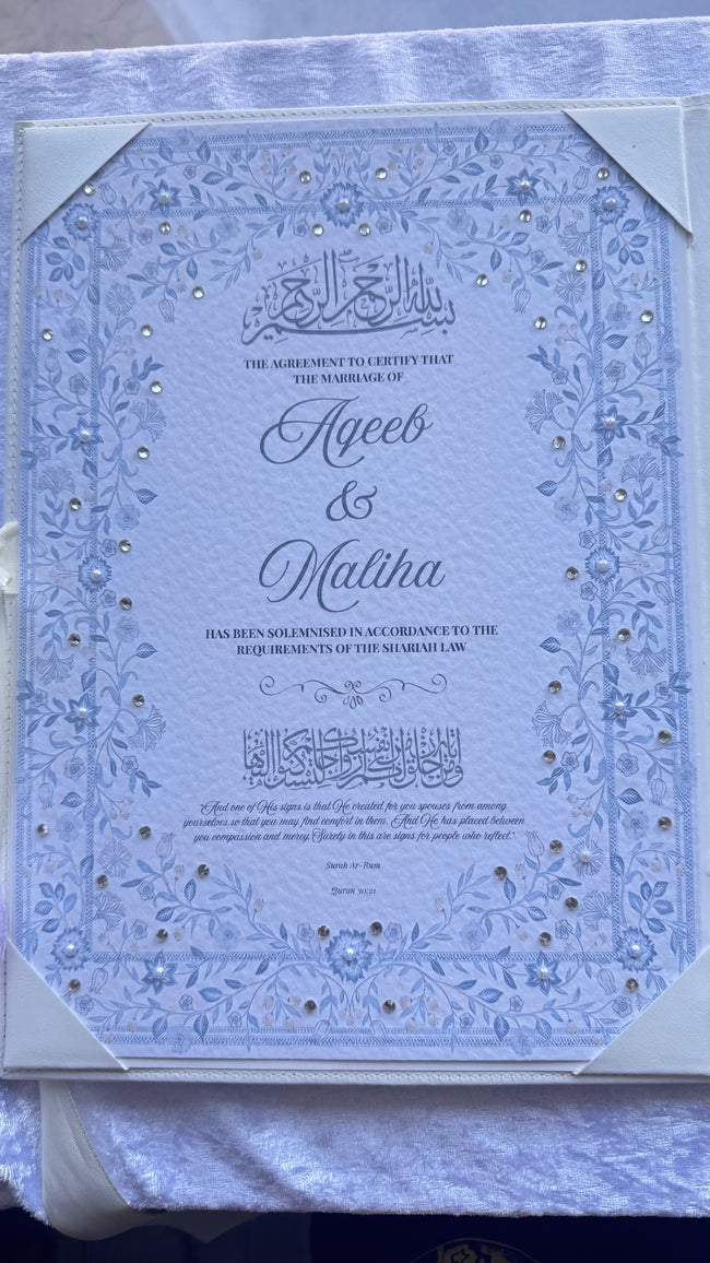Floral Monogram Leather Nikkah Nama Set