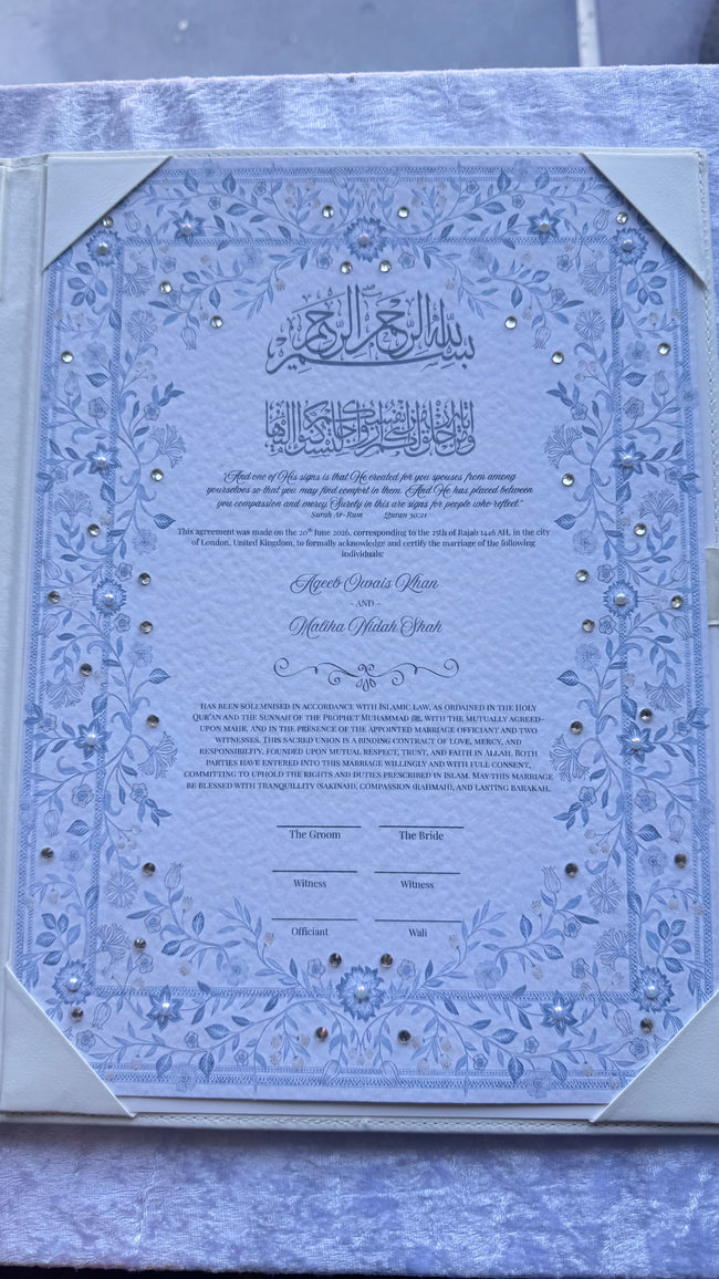 Floral Monogram Leather Nikkah Nama Set