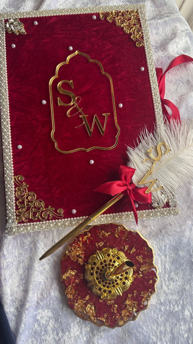Red Crushed Velvet Nikkah Box Set