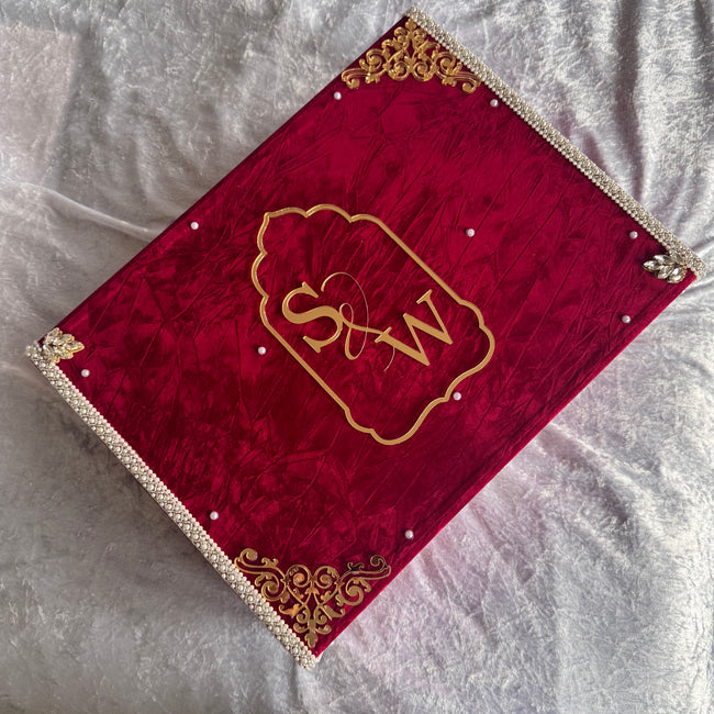 Red Crushed Velvet Nikkah Box Set