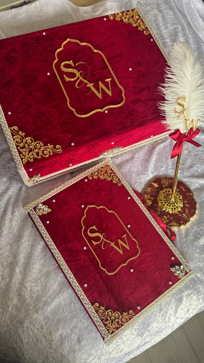 Red Crushed Velvet Nikkah Box Set