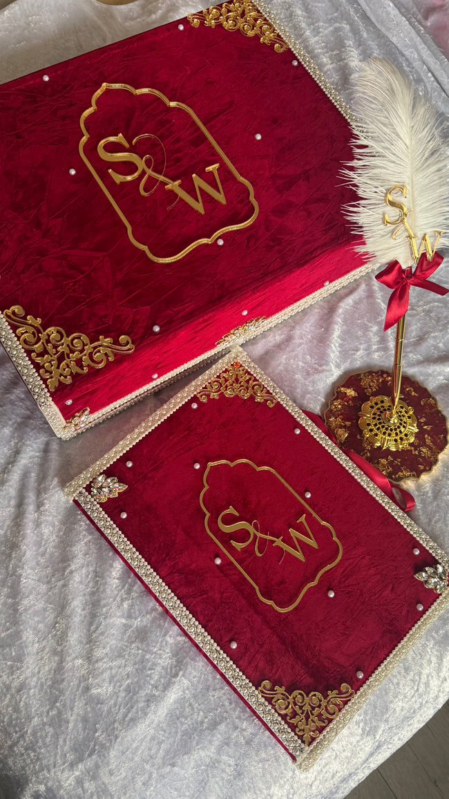Red Crushed Velvet Nikkah Box Set