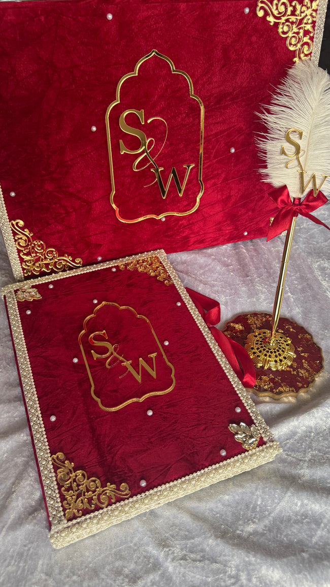 Red Crushed Velvet Nikkah Box Set