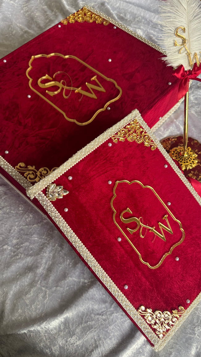 Red Crushed Velvet Nikkah Box Set