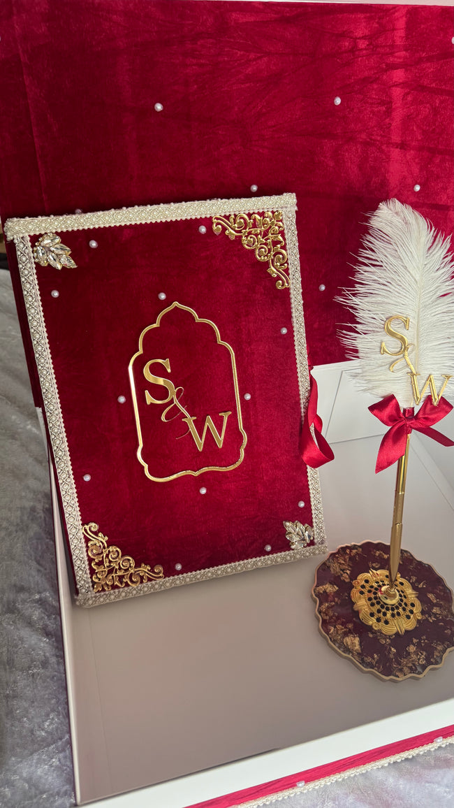 Red Crushed Velvet Nikkah Box Set