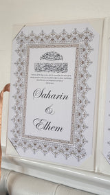 White and Gold Monogram Leather Nikkah Nama Set