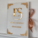 White and Gold Monogram Leather Nikkah Nama Set