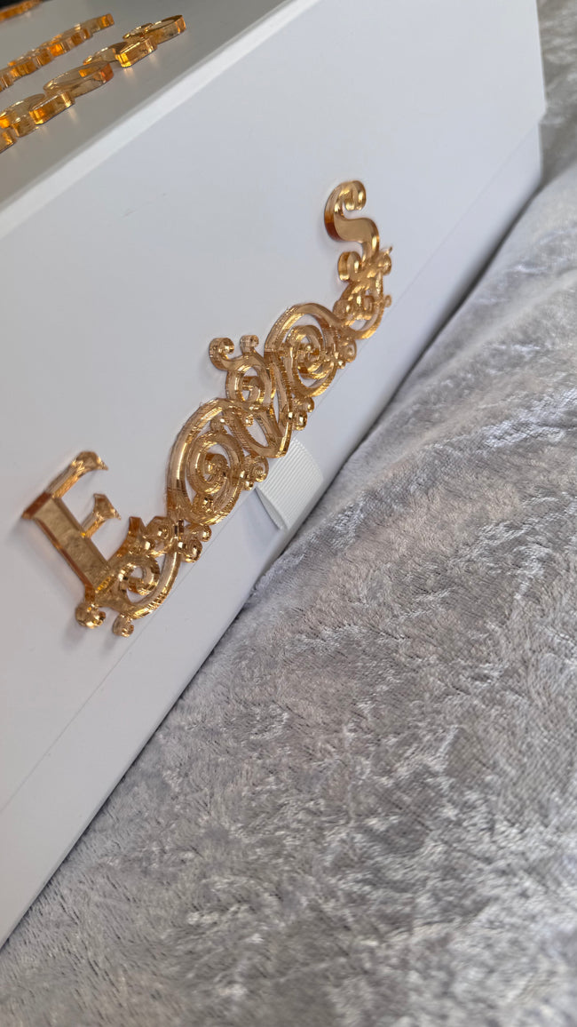 White and Gold Monogram Leather Nikkah Nama Set