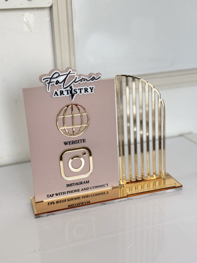 QR Code Logo Sign with business card holder