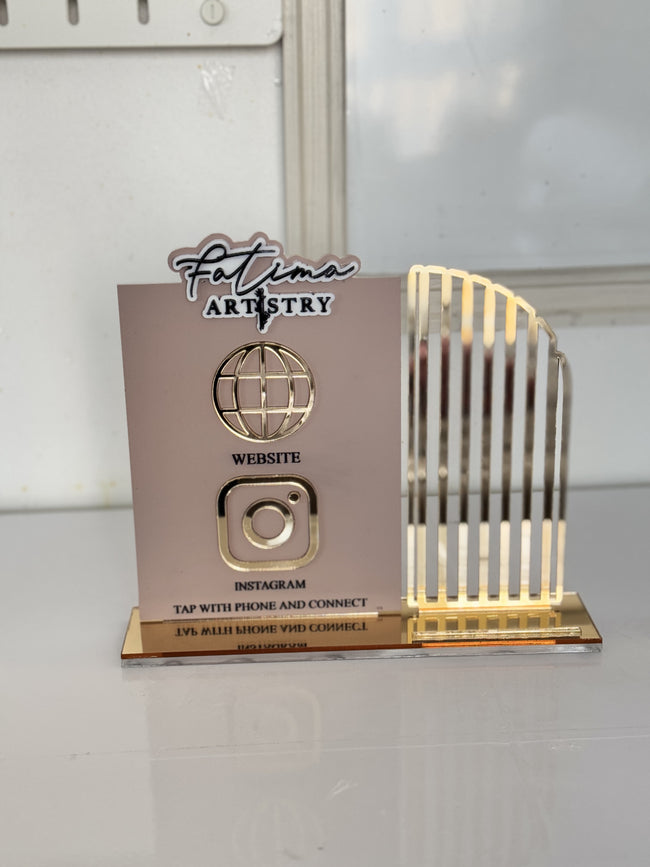 QR Code Logo Sign with business card holder