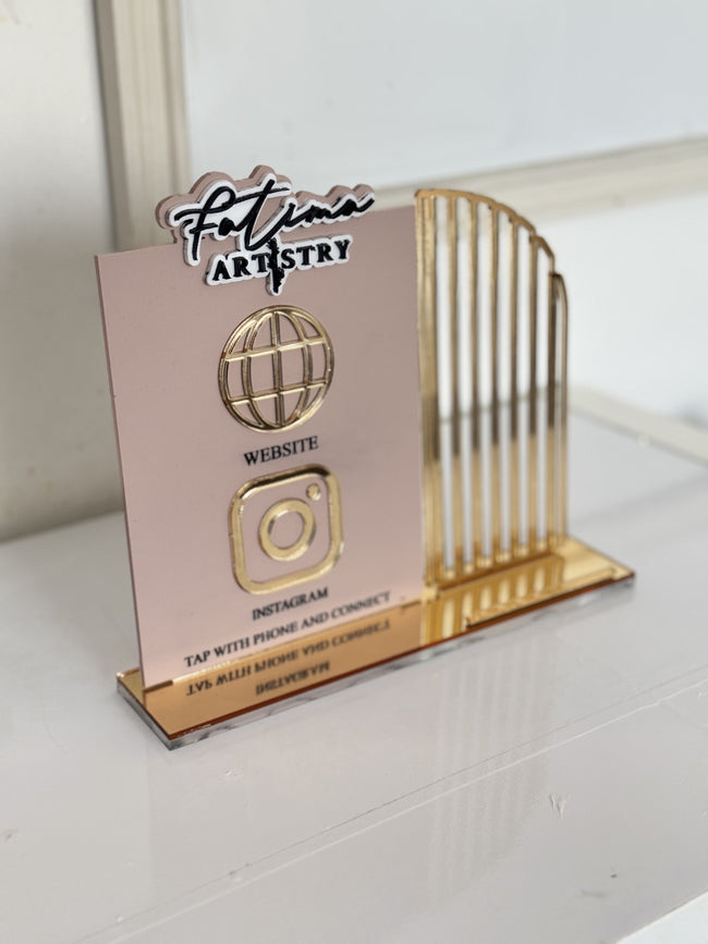 QR Code Logo Sign with business card holder