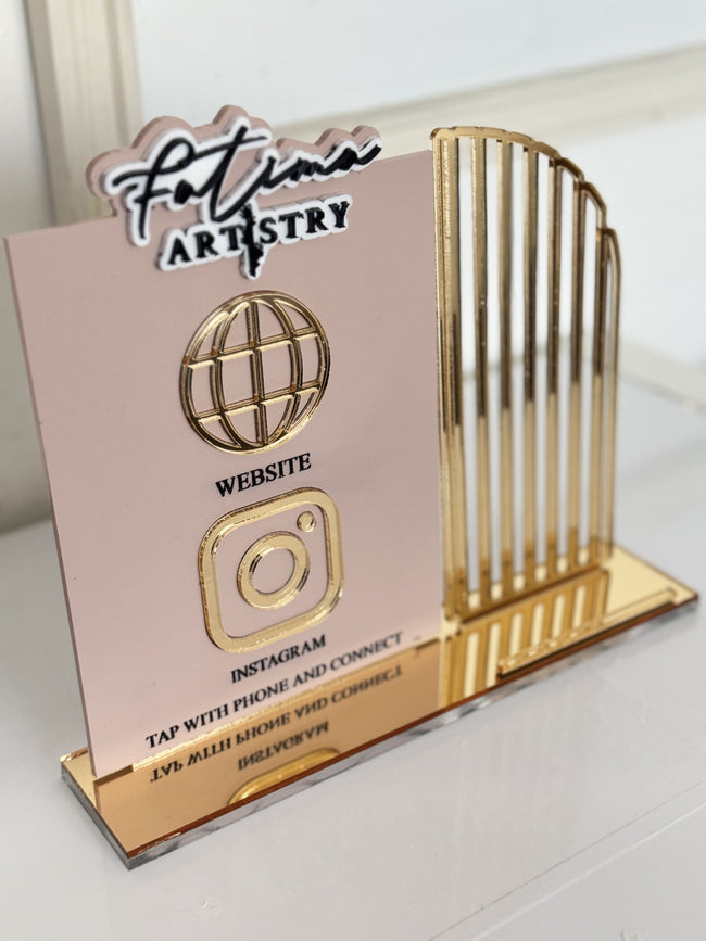 QR Code Logo Sign with business card holder