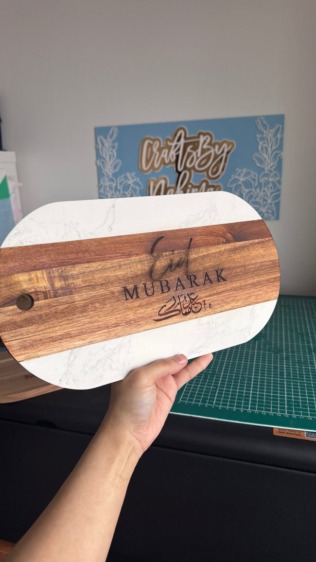 Acacia & Marble Oval Board