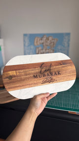 Acacia & Marble Oval Board