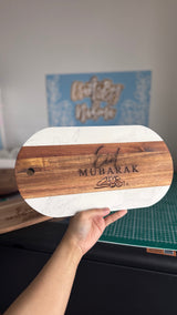 Acacia & Marble Oval Board